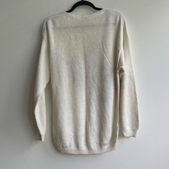 Vintage Kabri Cotton Palm Tree Knit Sweater - Medium - Picture 2 of 5